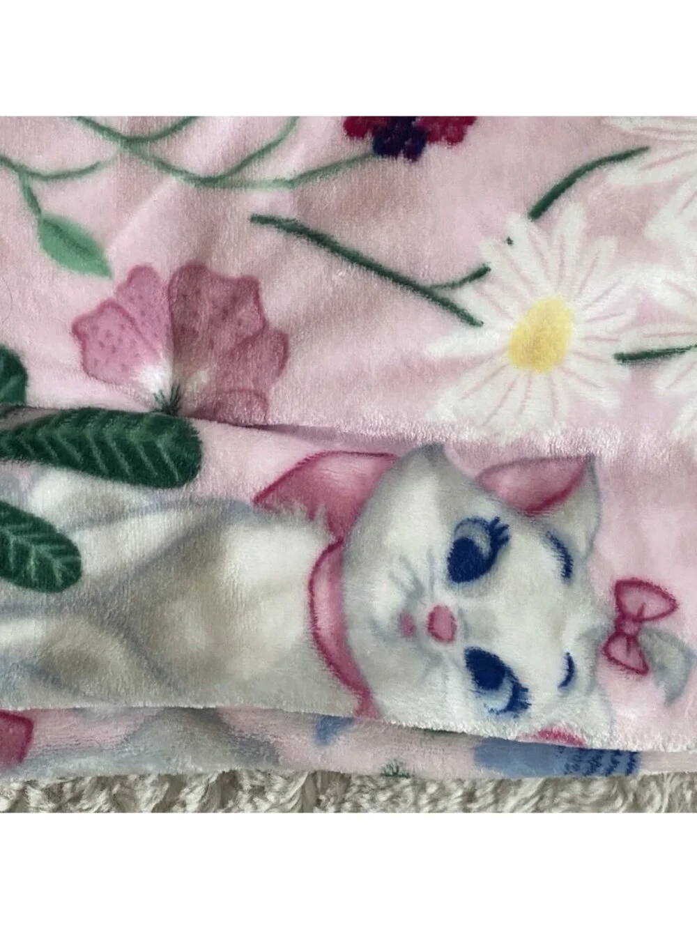 Disney Aristocats Marie Kitten Pink Floral‎ Soft Throw Blanket 50” X 70” NEW